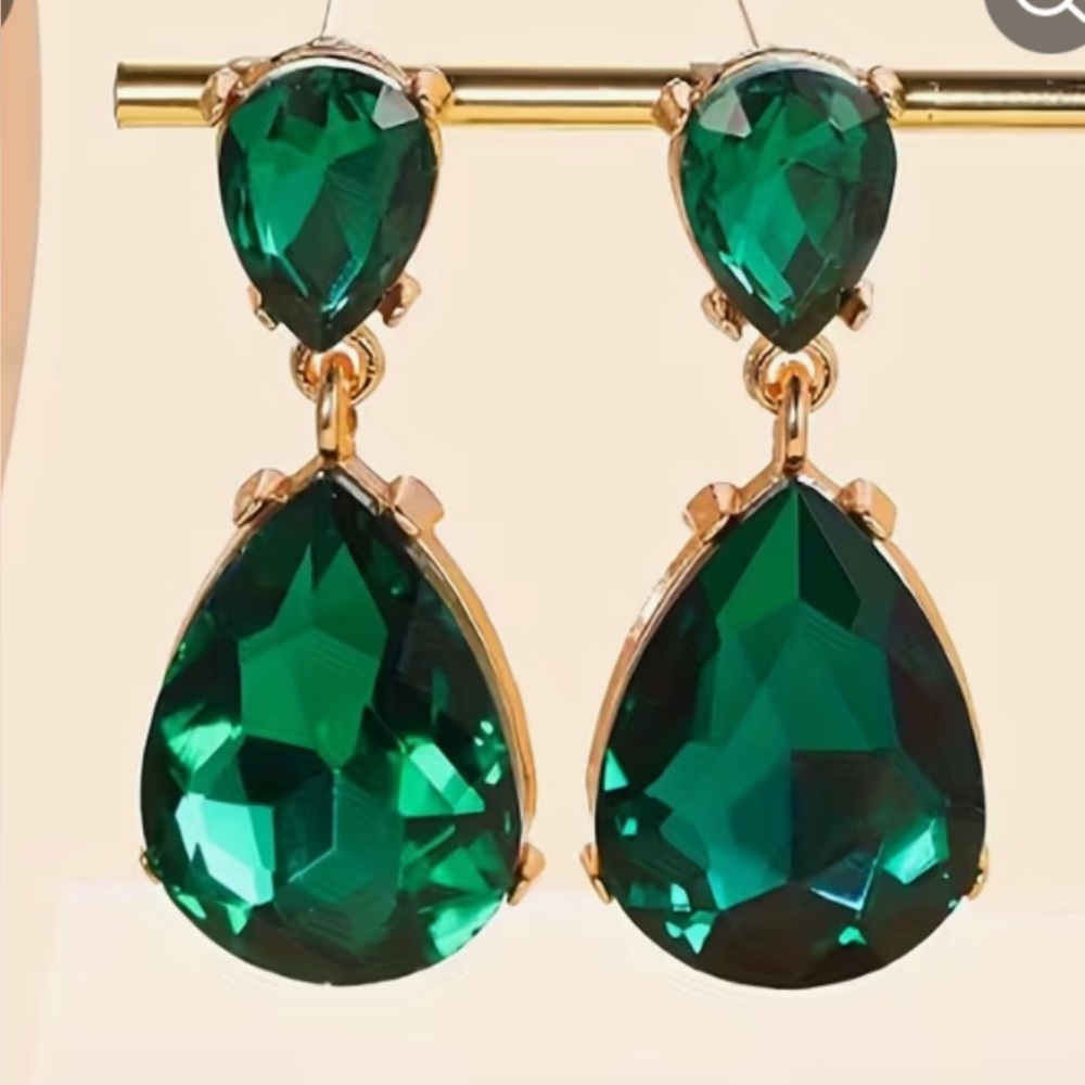 Large Green Teardrop Earrings